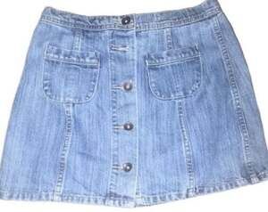 Sixty8ight Button-Front Denim A-Line Mini Skirt